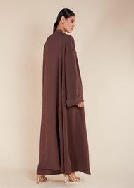 Two Piece Open Abaya With Slip Mocha