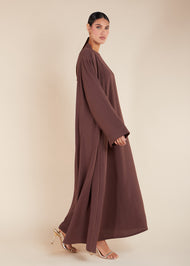 Two Piece Open Abaya With Slip Mocha