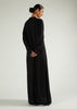 Contrast Stitch Abaya Black