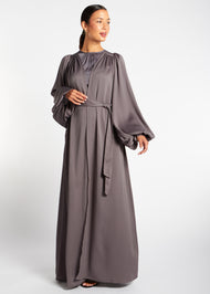 Crinkle Open Abaya Charcoal