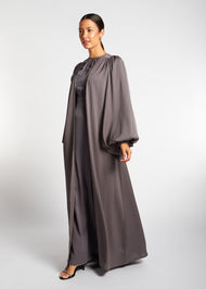 Crinkle Open Abaya Charcoal