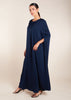 Add a touch of elegance to your wardrobe with our Crinkled Kaftan Navy. Made from a lightweight soft crinkle non-crease fabric, this gown is perfect for warmer weather. Dark blue loose fit kaftan