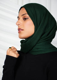 Dark Green Wool Modal Hijab