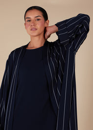 Pinstripe Navy Open Abaya