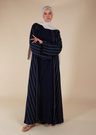 Pinstripe Navy Open Abaya