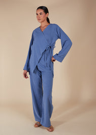 Side Wrap Co-Ord Blue