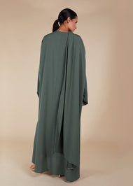 Pave Trim Abaya Sage