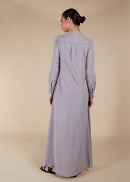Button Through Abaya Light Grey