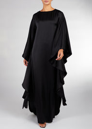 Floaty Kaftan Black Satin | Modest Abayas | Aab Modest Wear