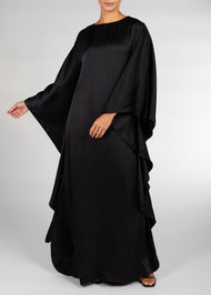 Floaty Kaftan Black Satin | Modest Abayas | Aab Modest Wear