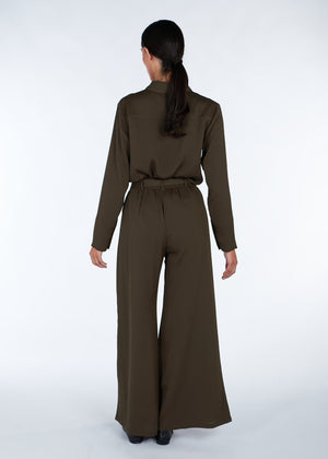 Cheesecloth Flared Trousers Brown