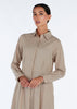 Waist Pleat Cotton Maxi Beige | Modest Maxi Dress | Aab Modest Wear