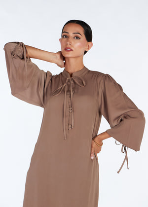 Slim Tie Abaya Beige | Modest Abayas | Aab Modest Wear