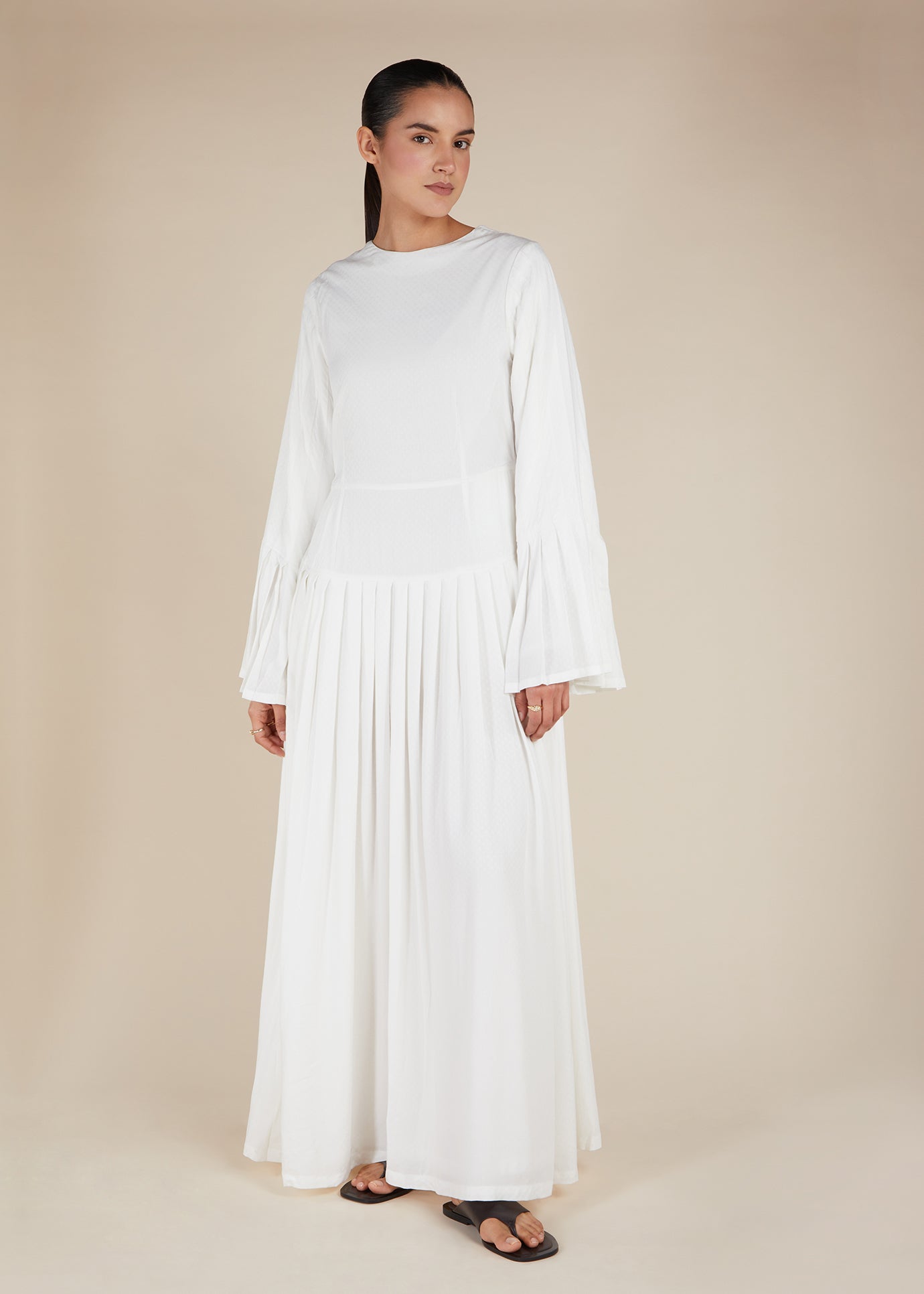 Fan Sleeve Maxi White | Modest Maxi Dresses | Aab Modest Wear Fan Sleeve Maxi White | Modest Maxi Dresses | Aab Modest Wear
