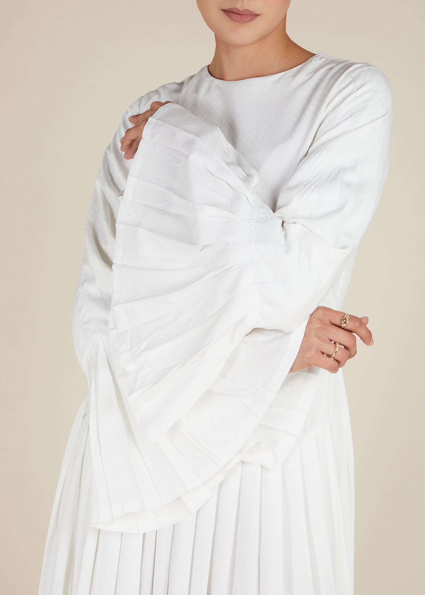 Fan Sleeve Maxi White | Modest Maxi Dresses | Aab Modest Wear Fan Sleeve Maxi White | Modest Maxi Dresses | Aab Modest Wear