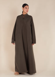 Front Zip Abaya Beige