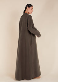 Front Zip Abaya Beige