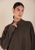 Front Zip Abaya Beige