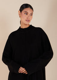 Front Zip Abaya Black