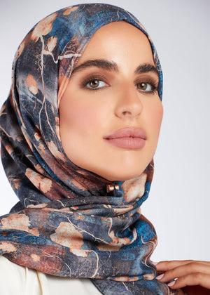 Midnight Magnolia Print Hijab