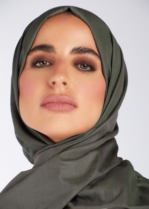 Cotton & Silk Hijab Dark Green