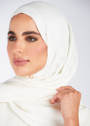 Diamond Weave Hijab Off White