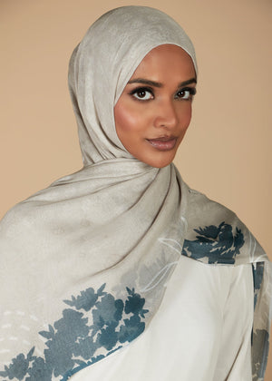 Blue Yew Print Hijab | Hijabs | Aab Modest Wear