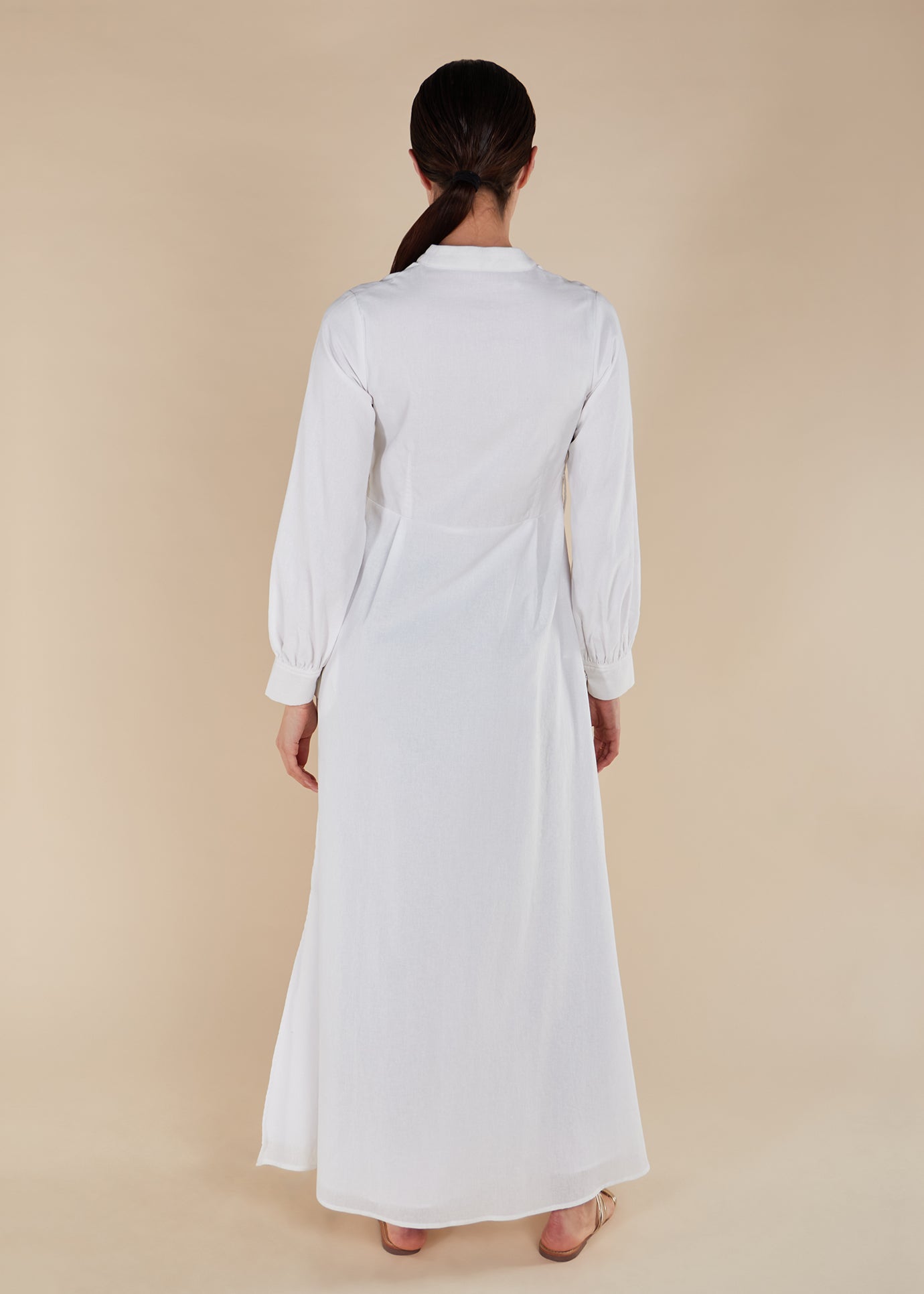 Linen Mandarin Neck Maxi | Modest Maxi Dresses