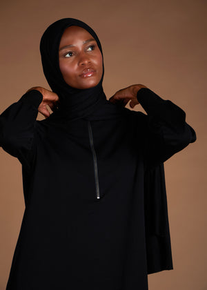 Zip Neck Abaya Black | Modest Abayas | Aab Modest Wear