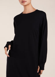 Long Tee Abaya Black