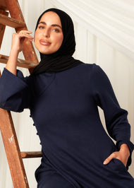 Mandarin Wrap Abaya Navy