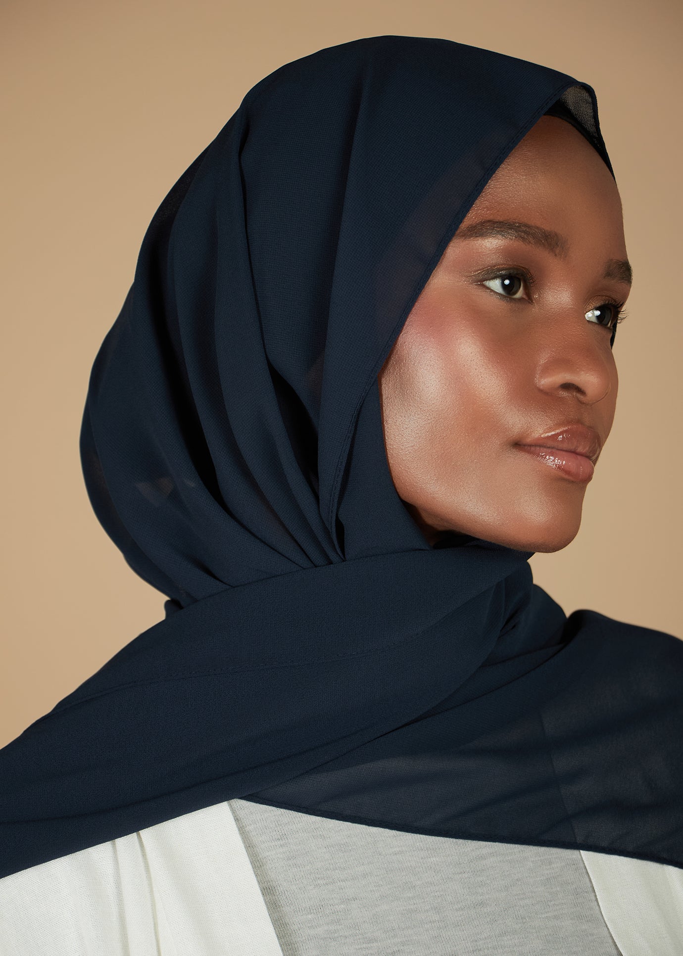 Navy Crepe Hijab