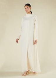 Creamy Cowl Neck Abaya