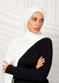 Off White Ribbed Jersey Hijab