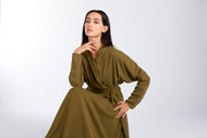 Chiffon Wrap Abaya Olive | Modest Abayas | Aab Modest Wear