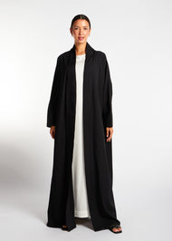 Pleated Open Abaya Black