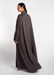 Pleated Open Abaya Charcoal