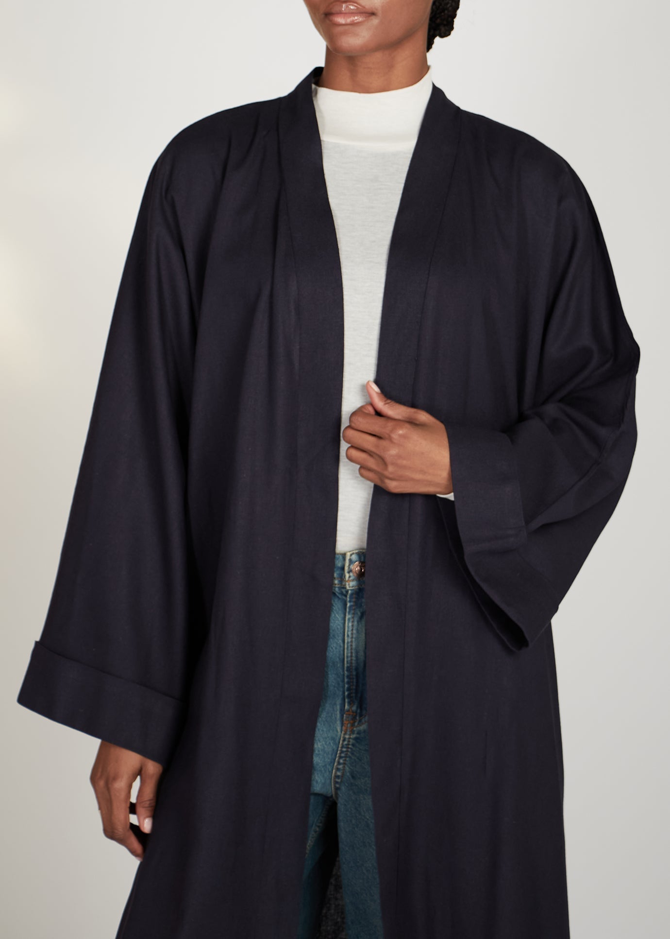 Linen Open Abaya Navy | Abayas | Aab Modest Wear