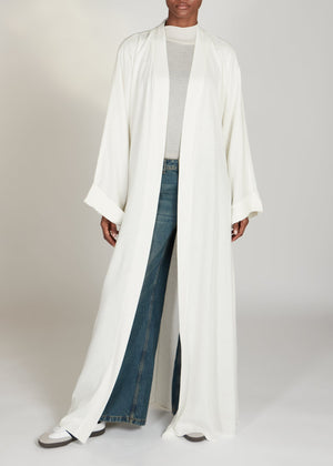Linen Open Abaya Off White | Abayas | Aab Modest Wear 