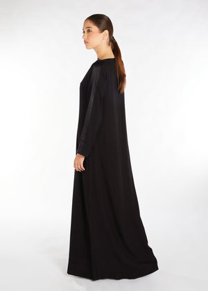 Satin Strip Abaya Black | Abayas | Aab Modest Wear