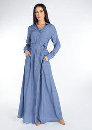 Jacquard Blue Print Maxi Dress