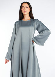 Fringed Open Abaya Sage | Abayas | Aab Modest Wear