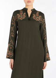 Deep Green Paisley Abaya | Abayas | Aab Modest Wear