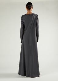 Side Pleat Abaya Charcoal