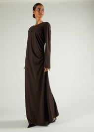 Side Pleat Abaya Dark Brown