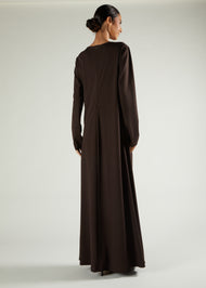 Side Pleat Abaya Dark Brown