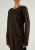Side Pleat Abaya Dark Brown