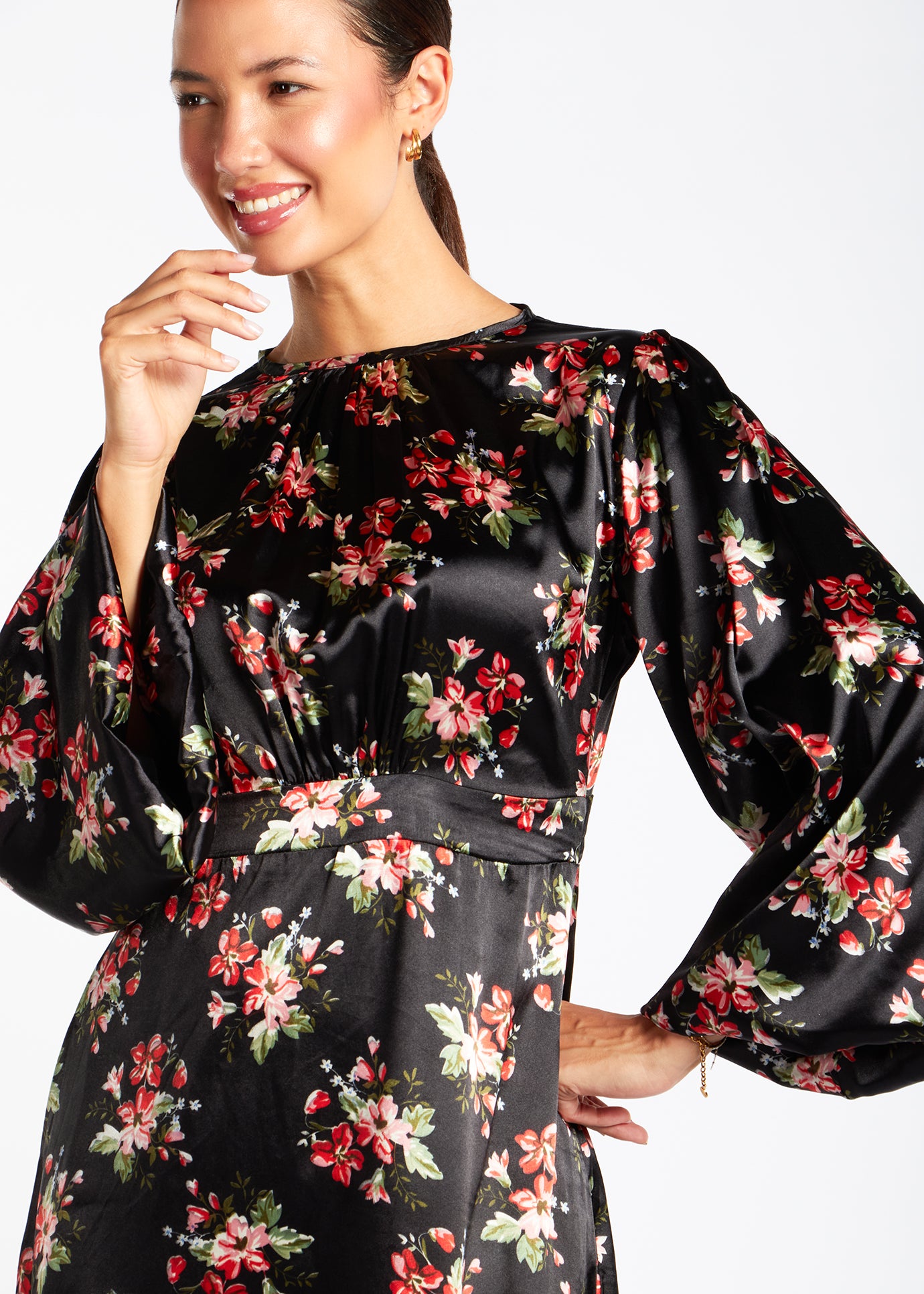 Soft Satin Floral Maxi | Modest Maxi Dresses | Aab Modest Wear Soft Satin Floral Maxi | Modest Maxi Dresses | Aab Modest Wear