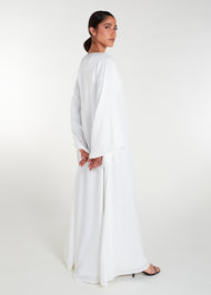 Bell Sleeve Abaya White