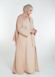 Linen Open Abaya Natural